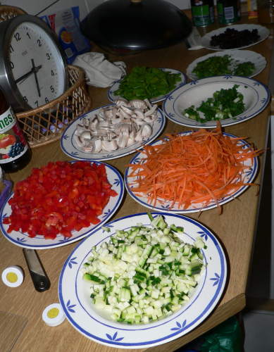 Fertig geschnittenes Gemüse
